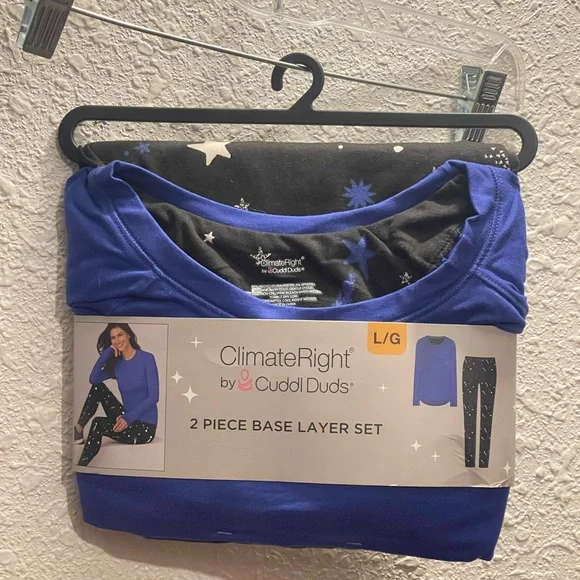 Cuddl Duds Black and Blue Starry Base Layer Set - Picture 1 of 2